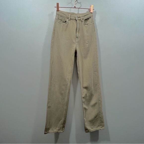 WEEKDAY ROWE Extra High Straight Jeans Tinted Ecru - Picture 6 of 13